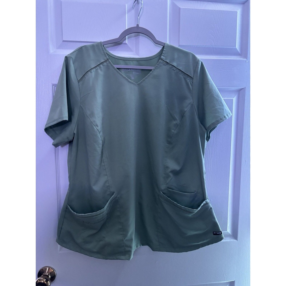 women's 2xl green greys‎ anatomy scrub shirt